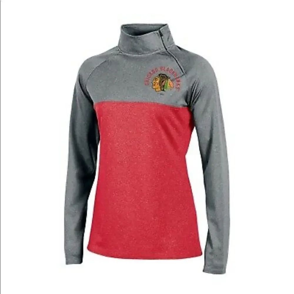 OLP NHL Chicago Blackhawks Asymmetrical 1/4 Zip Pullover-M